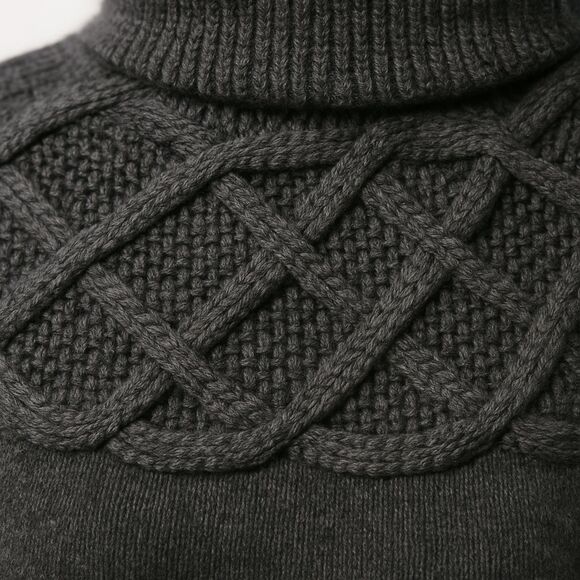 INC Petite Luxury Silk Angora Blend Turtleneck Sweater Gray Cable Knit - Picture 4 of 13